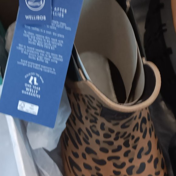 Joules Wellibob Short Ankle Rain Boot Tan Leopard Pull On - Picture 5 of 7